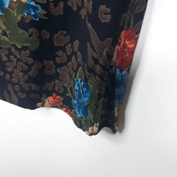 Carole Little Floral Animal Print Banded Collar 3/4 Sleeve Button Top 12 Artsy - Picture 5 of 9